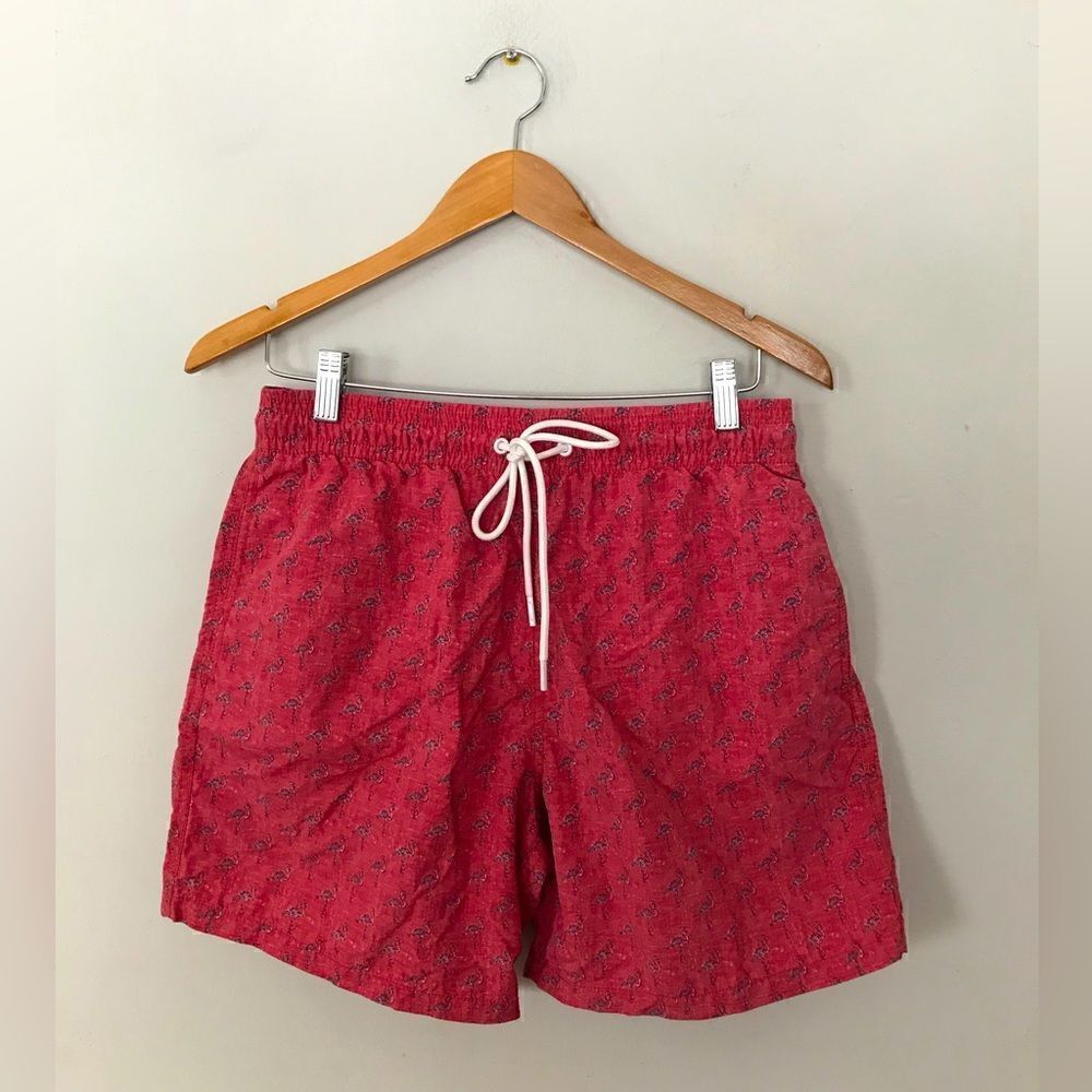Rod & Gunn | men’s red flamingo swim trunks | size medium